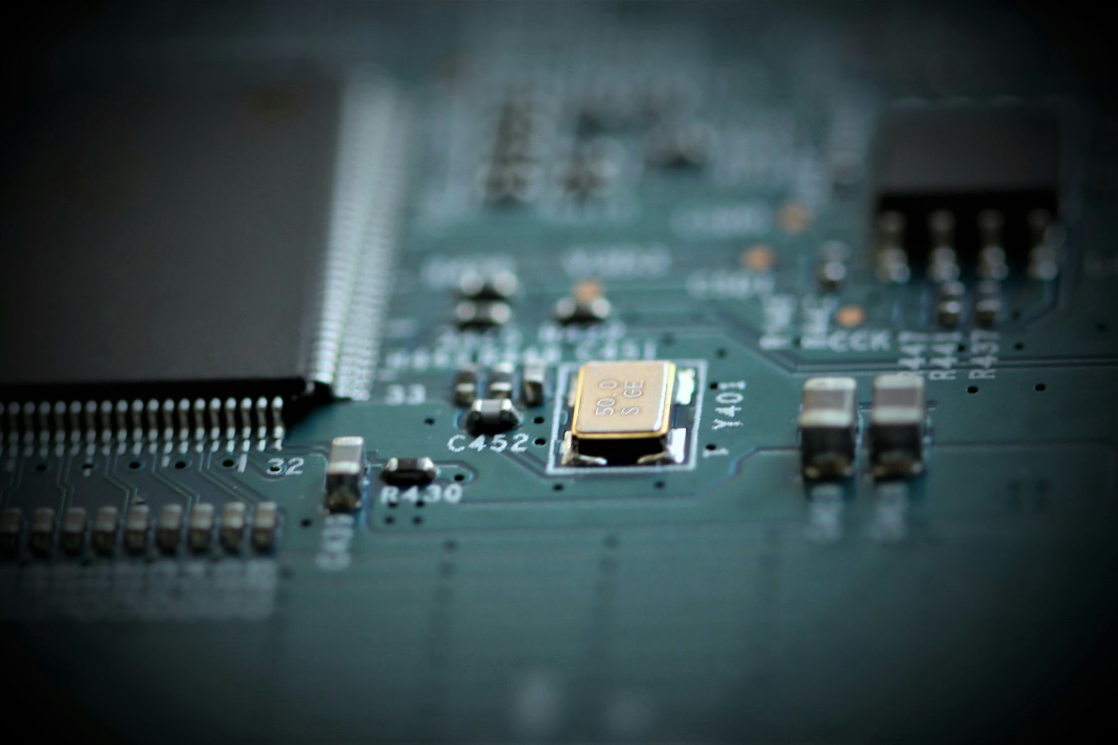 A finished circuit board with many small components